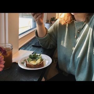 Anthropologie Green Waffle Knit Top XL